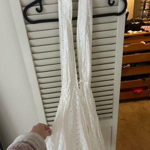 Zara open back white lacey halter dress
